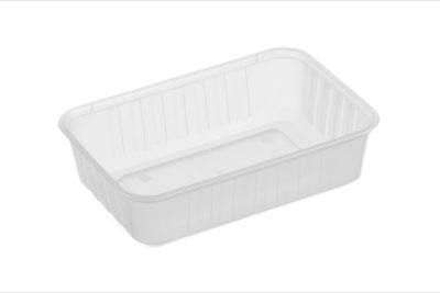 Genfac Ribbed Rectangle Plastic Container Natural 500ml 500/CTN